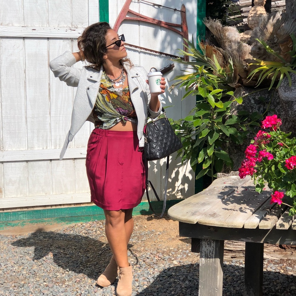 Philip Lim washes silk dark red skirt